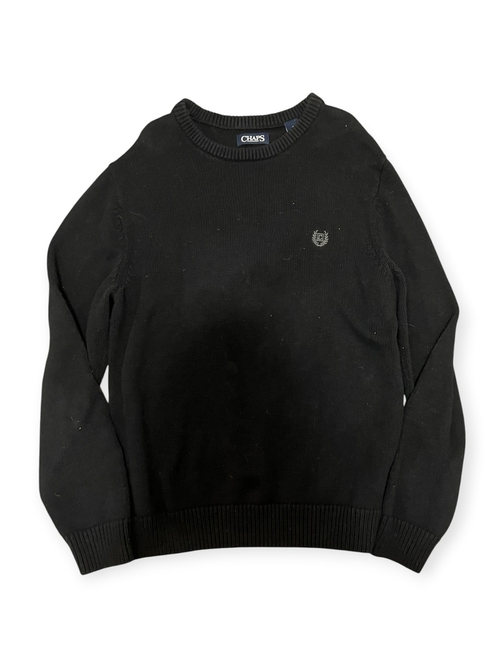 CHAPS Cotton Crewneck Sweater Black Medium